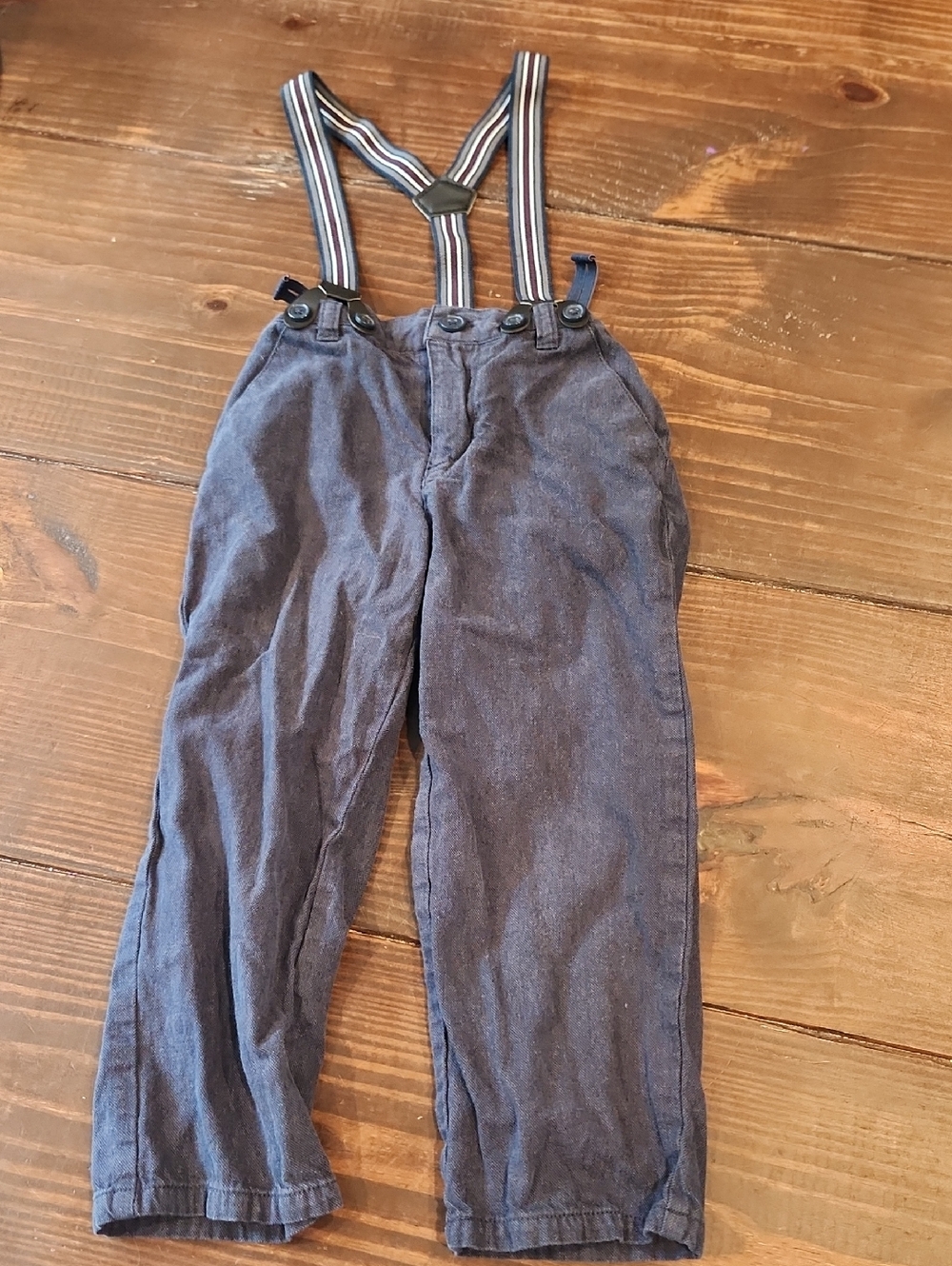 Koala Kids Navy Blue Dress Pants with Striped Suspenders